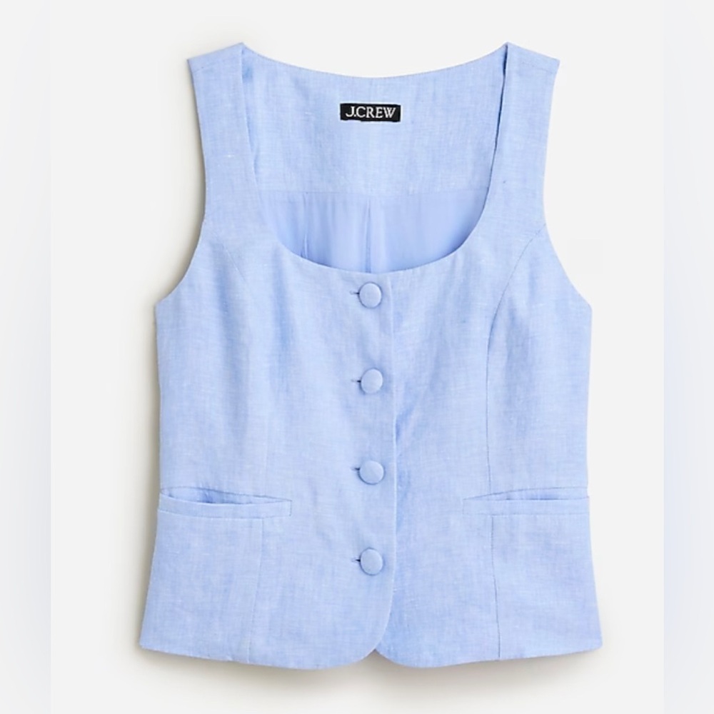 J.Crew Scoopneck linen-blend vest. NWT. Size 4